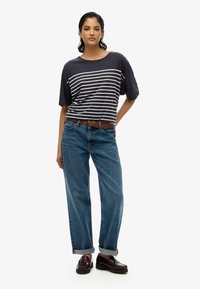 Superdry & Co STUDIOS DROPPED SHOULDER - T-shirts print - navy optic stripe