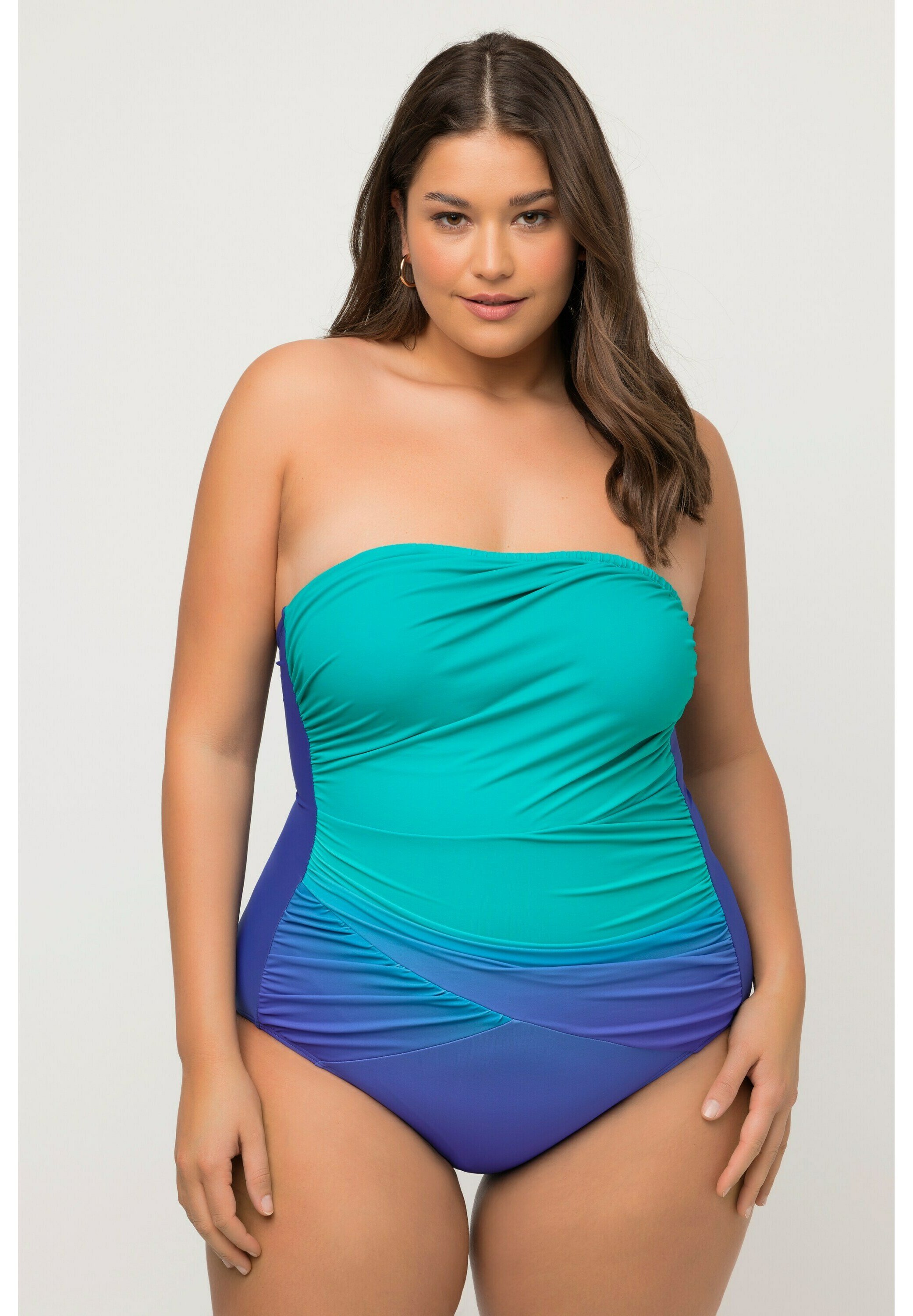 Costume Intero Ulla Popken Donna - Senza Coppe Morbide, Motivo Grafico, Fodera Anteriore, Fascia Sottoseno, Per Mare E Piscina