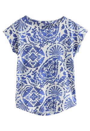 Next ROUND NECK CAP SLEEVE - REGULAR FIT - Nyomott mintás póló - blue tile print