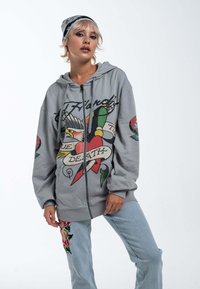Ed Hardy TRUE SNAKE HOODIE - Sweater met rits - grey