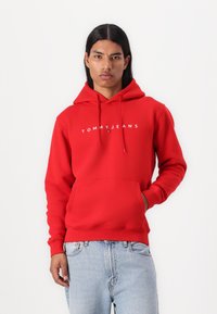 Tommy Jeans LINEAR LOGO - Mikina - deep crimson