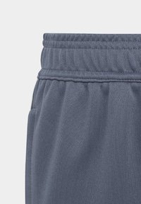 Graue Sporthose aus strukturiertem Stoff mit einem gerippten elastischen Bund und seitlichen Taschen, ausgestattet mit dezenten Falten und Nähten.