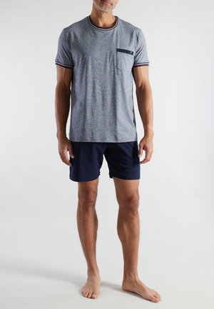 SET - Nachtwäsche Set - blau dunkel ringel