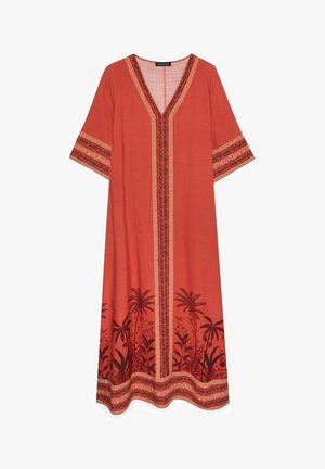 Fiorella Rubino, CAFTANO CON STAMPA ETNICA - Vestido largo - arancione