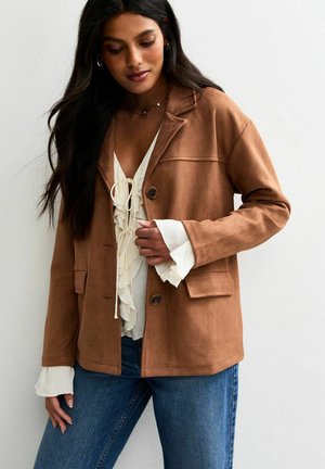 BUTTON UP - Faux leather jacket - tan
