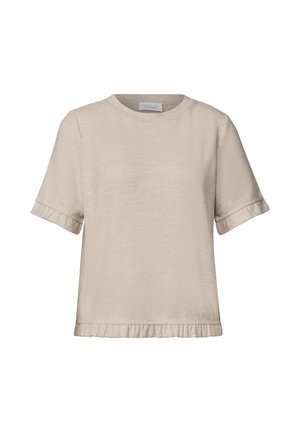 Street One Studio, KURZARM SHIRT MIT RUNDHALS UND RÜSCHEN - T-shirt imprimé - creamed sand mel