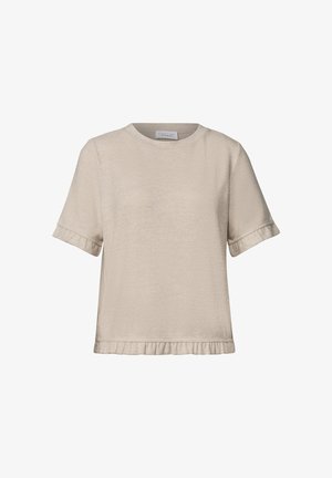 Street One Studio, KURZARM SHIRT MIT RUNDHALS UND RÜSCHEN - T-shirt print - creamed sand mel