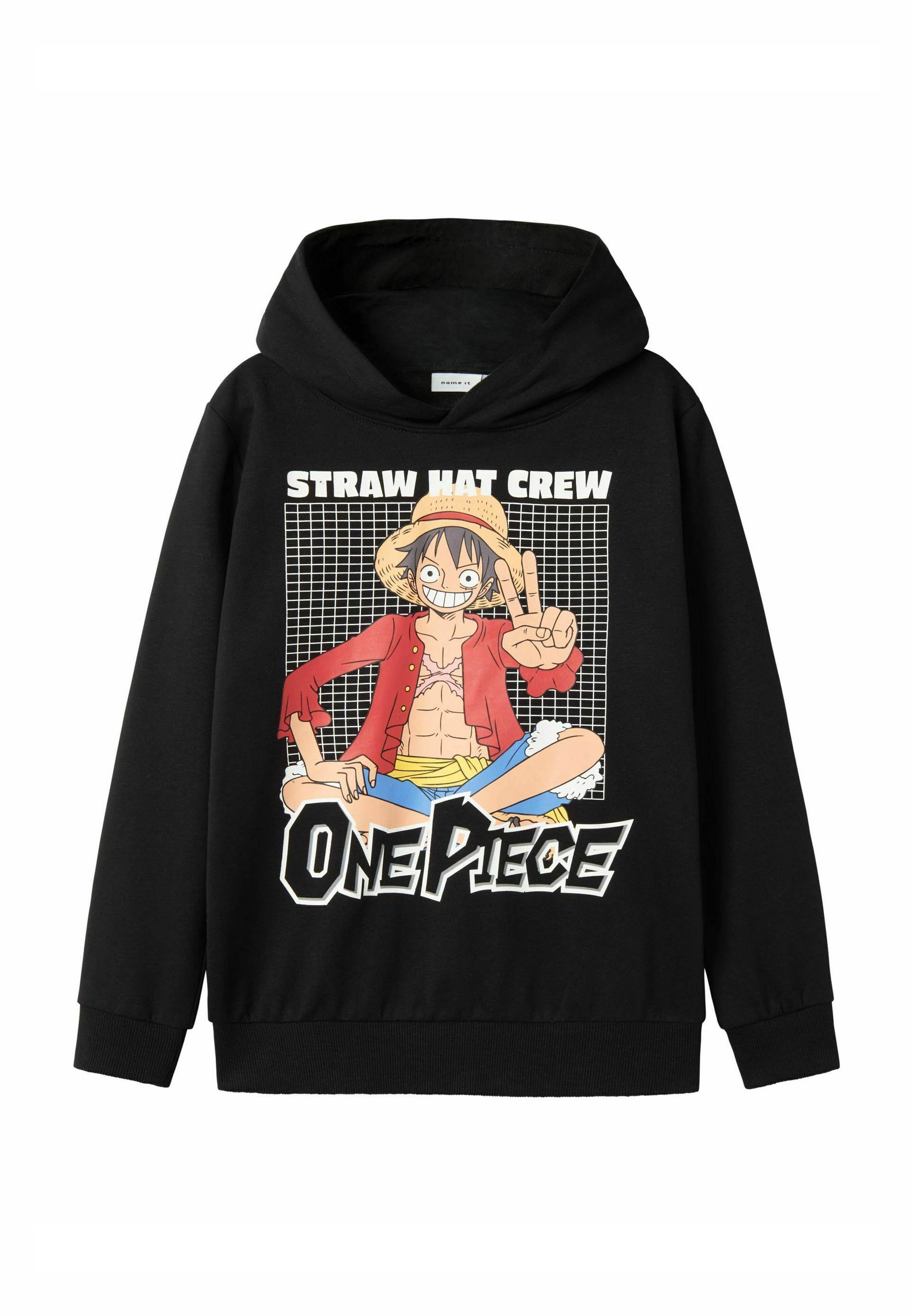 【NONCODE】Horin Black One Piece Color Matching Hoodie ONE PIECE LUFFY FLAG SINGLE LINE HOODIE (BLACK) – Hypland