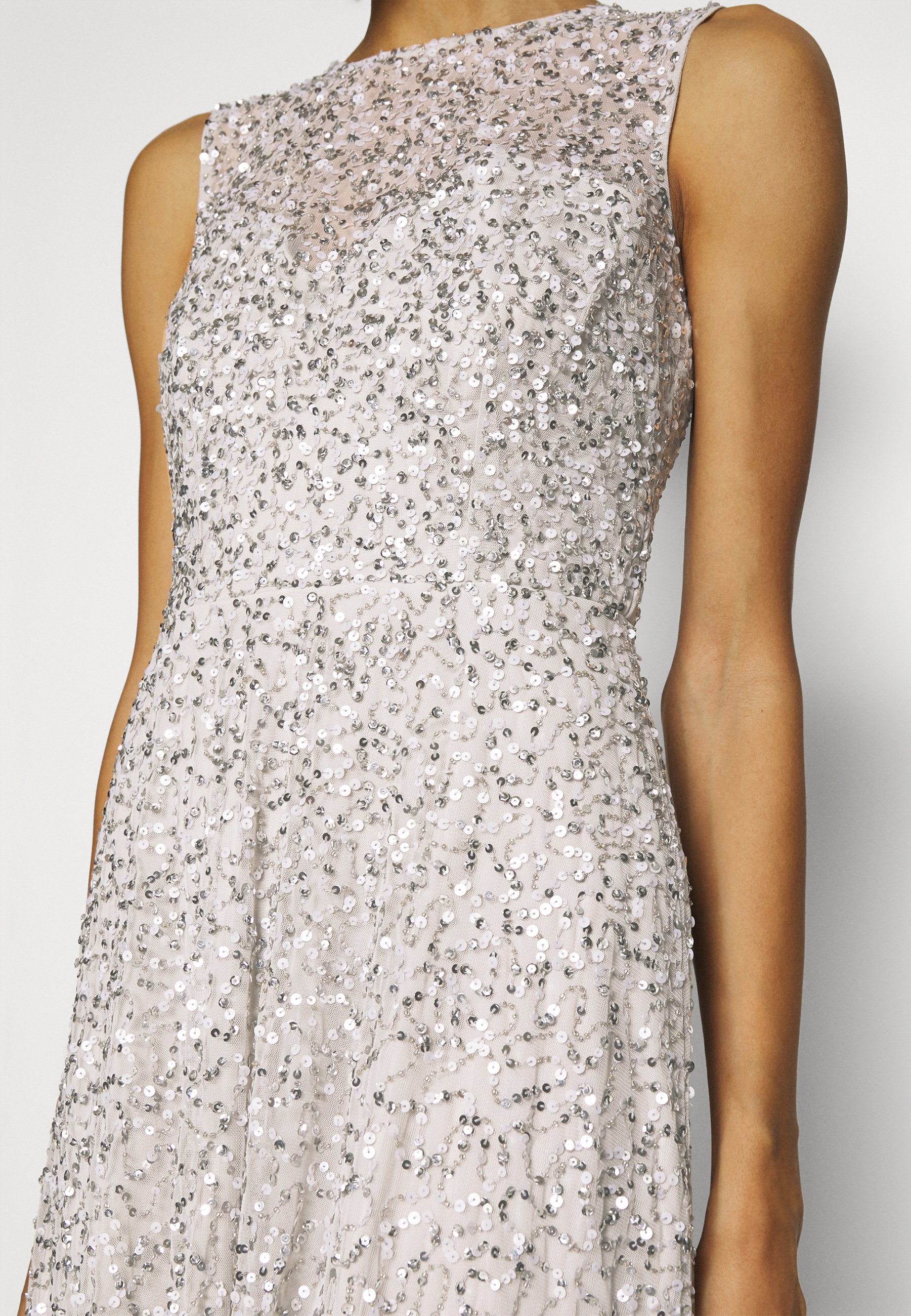 OVER EMBELLISHED MAXI DRESS WITH TRAIN 