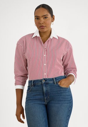 STRIPED COTTON BROADCLOTH SHIRT - Camicia - burgandy/white