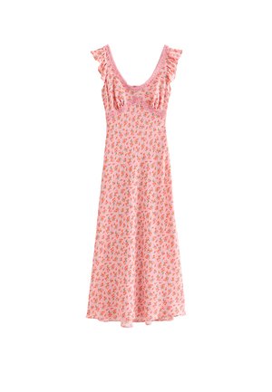 New Look, FLORAL PRINT TRIM MIDI - Vestido ligero - pink pattern
