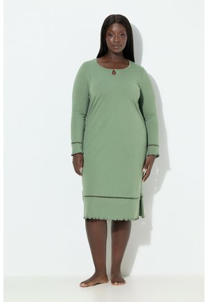 OPEN ZOOM GESCHULPTE RANDJES RONDE HALS LANGE MOUWEN - Yöpaita - khaki