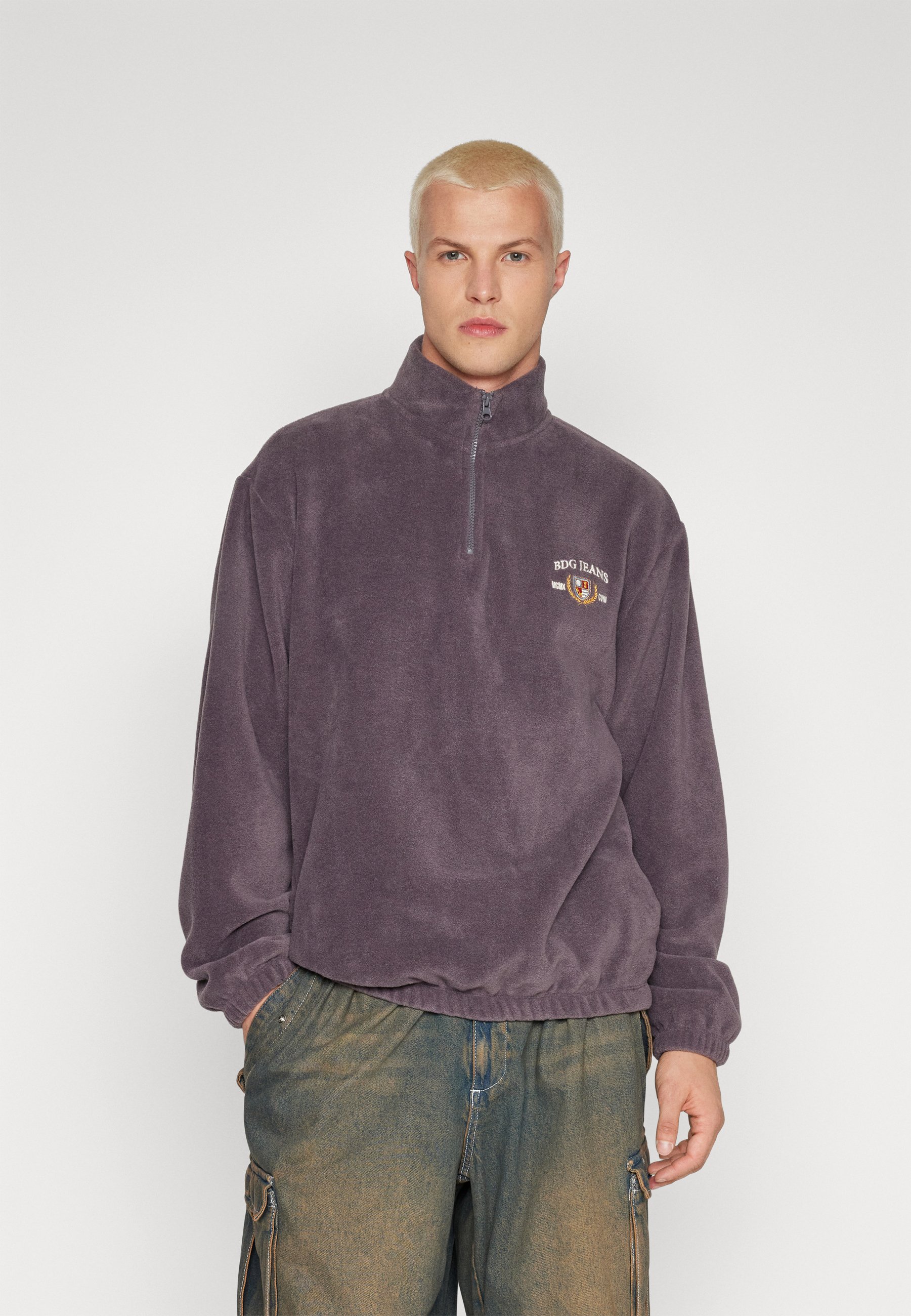 Purple Bdg Jumper Polar Fleece Bdg Urban Outfitters Half Zip