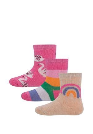 3ER PACK REGENBOGEN RINGEL SCHWAN - Socks - wild orchidee-beige mel.