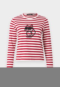 IKON PRINT STRIPE - Camiseta de manga larga - scarlet sage/cream stripe