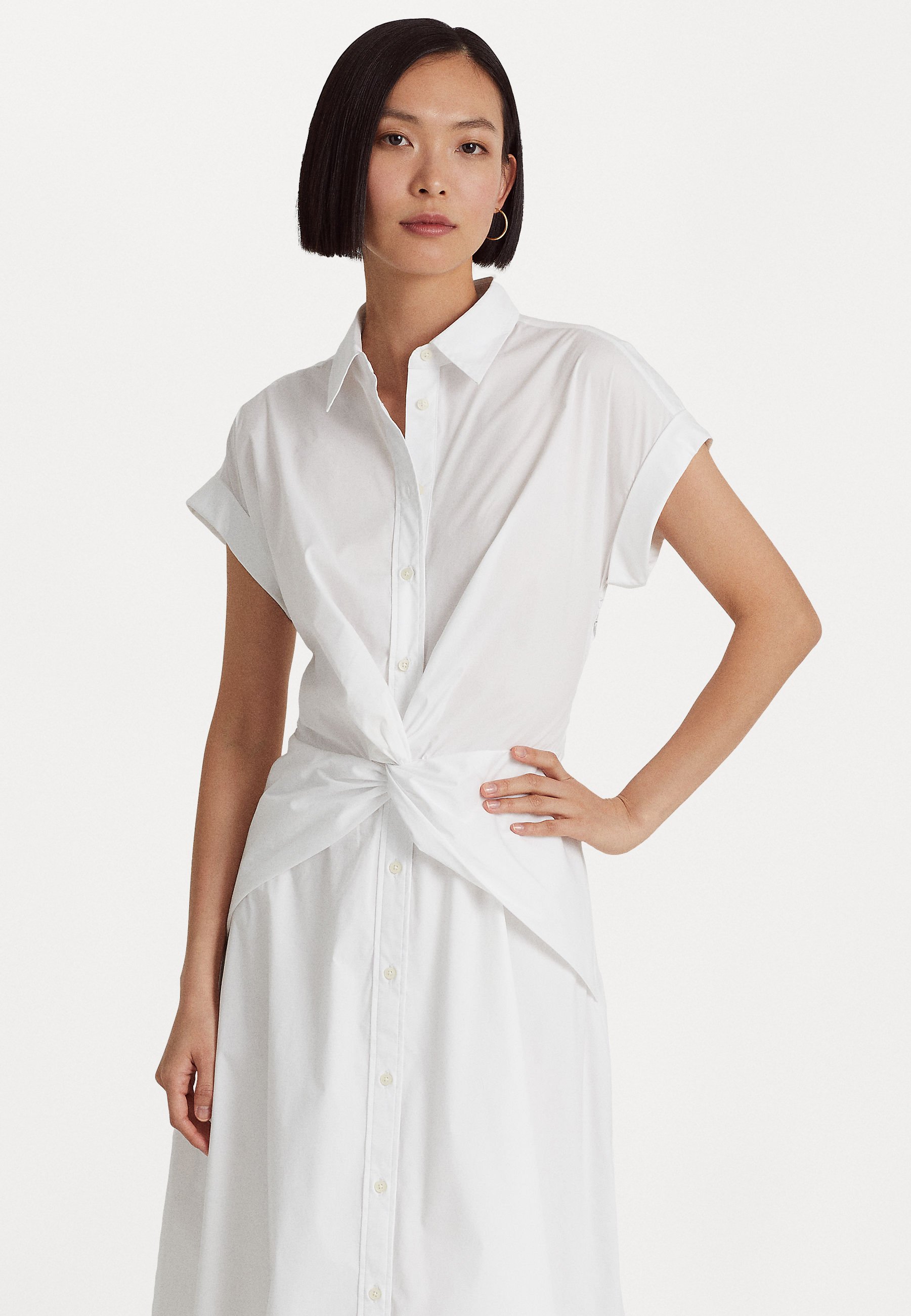 short sleeve shirt dress white