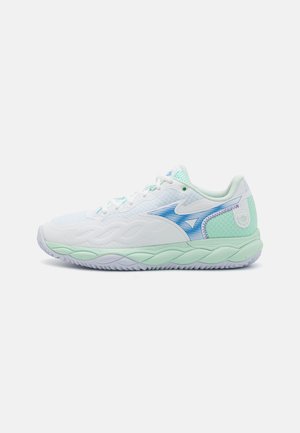 WAVE ENFORCE COURT - Chaussures de tennis pour terre-battueerre battue - white/frontier blue/bay