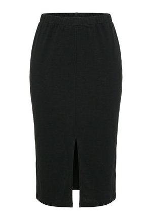 MIAMODA, MIDI JERSEY SKIRT, SLIM FIT, LONG SIDE SLIT - Pencil skirt - black