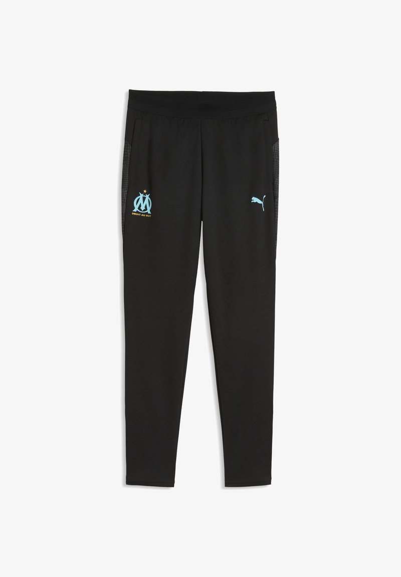 Zwarte sportbroek met blauwe accenten. Voorzien van een geborduurd logo op de linker dij en zijzakken van mesh. Lichtgewicht stof.