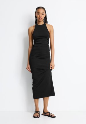 GATHERED HALTER - Maxikleid - black