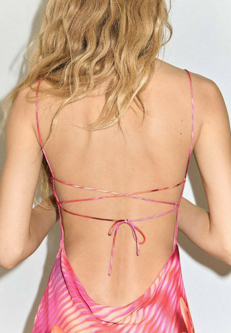 strapless open back dress Taeyeon Pink Floral Maxi Dress main image 0