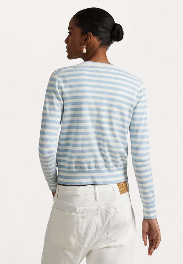 STRIPED COTTON BLEND CREWNECK CARDIGAN - Cardigan3