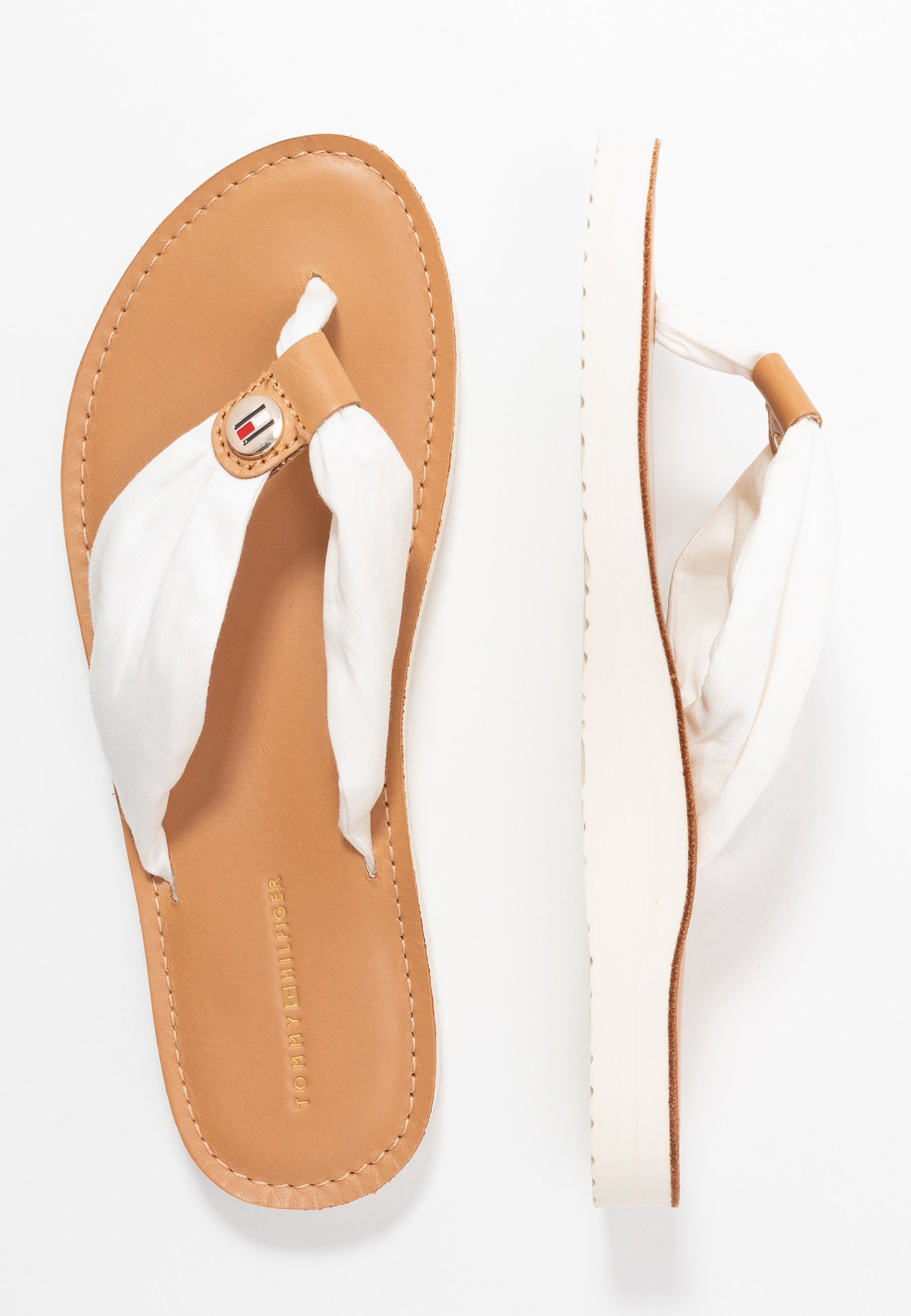 tommy hilfiger leather footbed flip flops