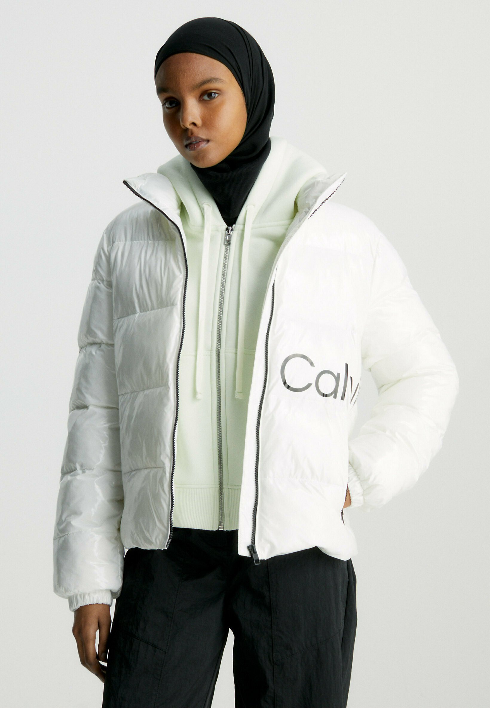 womens ivory puffer coat
