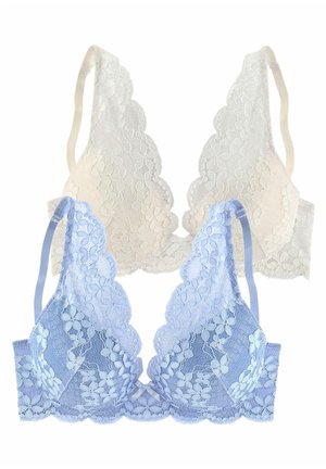 LASCANA PETITE FLEUR 2ER PACK - Triangel-BH - light blue/off white