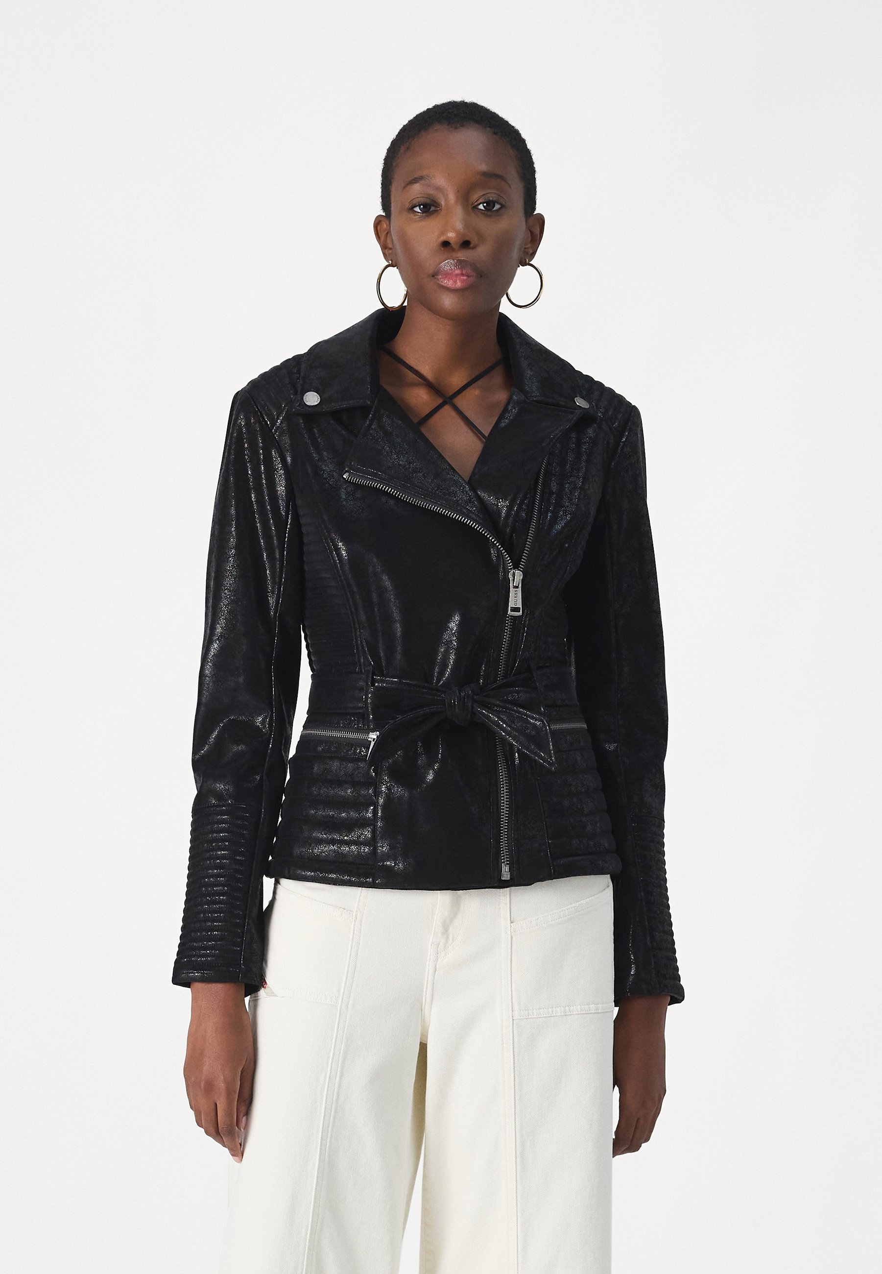 Guess NEW AGNES - Faux leather jacket - schwarz/black - Zalando.co.uk
