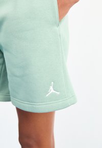 Ženske kratke trenerke u mint zelenoj boji s bočnim džepovima, nose bijeli izvezeni Jumpman logo blizu rubnog dijela i izrađene su od mekog, teksturiranog materijala.