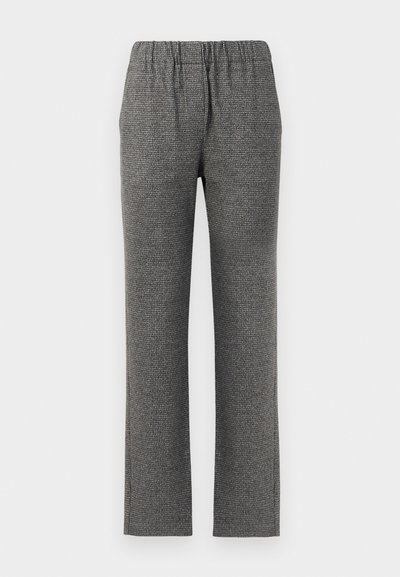 Graue, strukturierte Hose mit elastischem Bund und geradem Bein. Verfügt über ein subtile Muster für zusätzlichen visuellen Reiz.