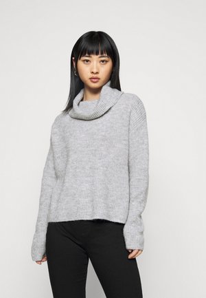 OVERSIZED ROLL NECK - Jumper - mottled light grey