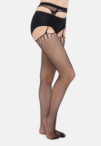 GEO CROTCHLESS FISHNET TIGHTS - Punčocháče - black