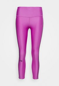 Rosa träningsleggings med ett slätt, stretchigt tyg, som har en hög midja och svarta sidokanter. Under Armour-logotyp på underbenet.