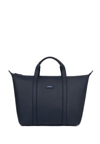 Borsa a mano blu navy realizzata in materiale liscio e resistente, con due manici robusti, dettagli di cucitura sottili e una piccola accentuazione del logo.