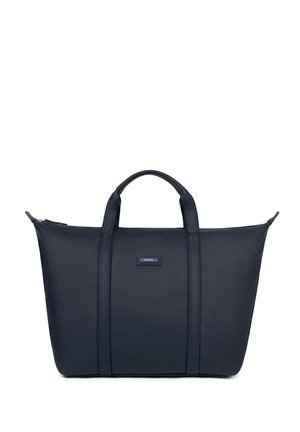 Borsa a mano blu navy realizzata in materiale liscio e resistente, con due manici robusti, dettagli di cucitura sottili e una piccola accentuazione del logo.
