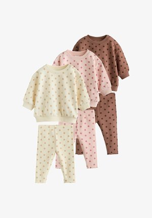 Next, REGULAR FIT - SWEAT AND LEGGING BABY SET 6 PACK . - Leggings - chocolate brown and pink spot
