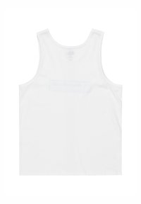 Biela bavlnená tielko so širokými ramienkami, rovný strih a jemné logo potlačené na prednej strane. Hladká textúra a minimalistický dizajn.