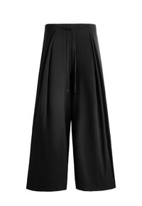 LIGHT TOUCH PLEATED WIDE-LEG - Pantaloni - black