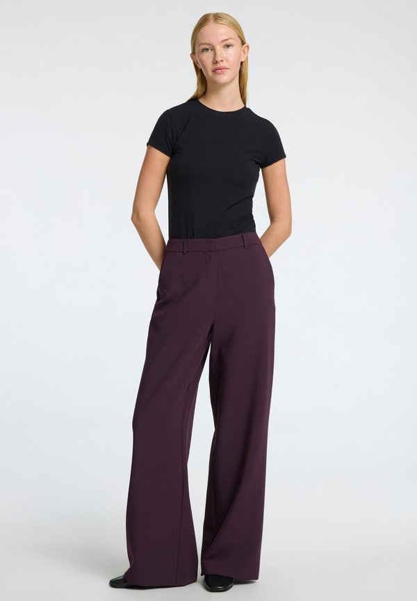 SLFRITA-PAXA HW EXTRA WIDE MEL - Trousers - plum perfect detail melange3