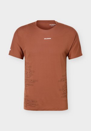 Salomon, SENSE AERO TEE - Μπλουζάκι με στάμπα - burnt umber/coffee bean