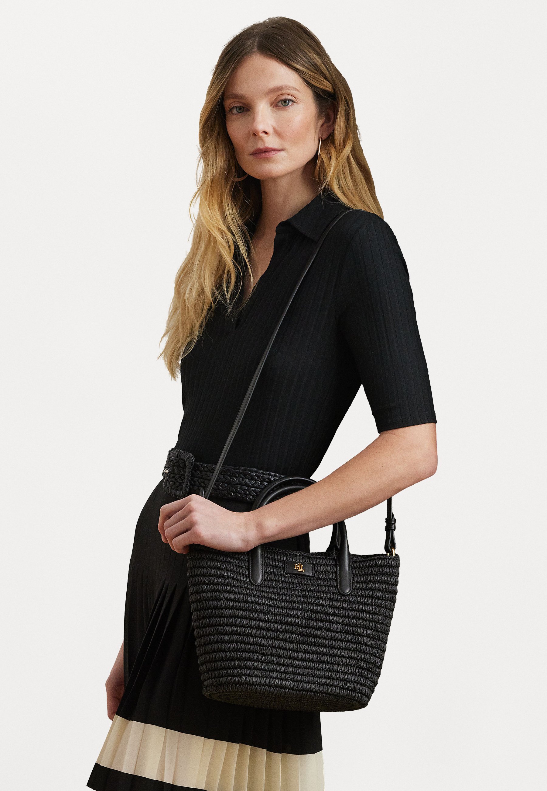 Lauren Ralph Lauren WOVEN STRAW MEDIUM BRIE TOTE BAG
