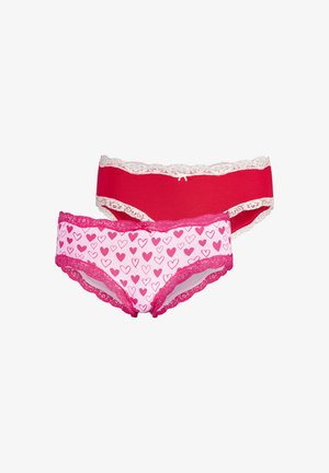 LASCANA, 2 PACK - Slip - rosa bedruckt rot uni mit schriftzug
