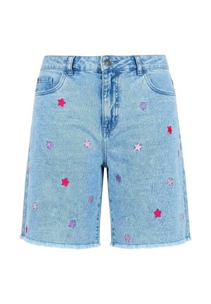 Angel of Style, STAR EMBROIDERED STRETCH-FIT BERMUDA SHORTS - Denimshorts - light blue