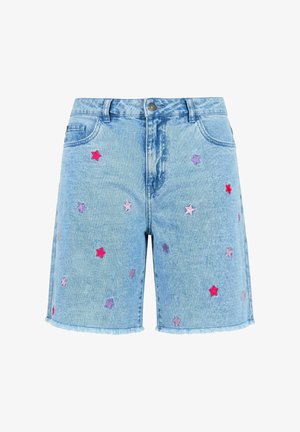 Angel of Style, STAR EMBROIDERED STRETCH-FIT BERMUDA SHORTS - Denimshorts - light blue