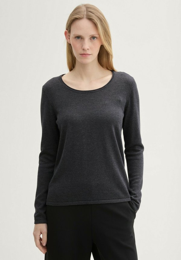 BASIC RUNDHALS - Strickpullover - evident anthracite melange