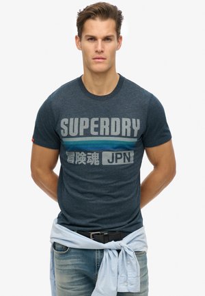 Superdry JAPAN STRIPE - T-shirt print - eclipse navy marl