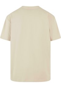 Korte mouwen, ronde hals T-shirt in licht beige katoen. Gladde textuur met een ontspannen pasvorm en geen zichtbare patronen of accenten.