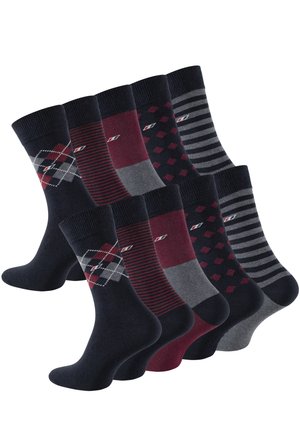 PACK OF 10 PAAR - Chaussettes - black/grey/red
